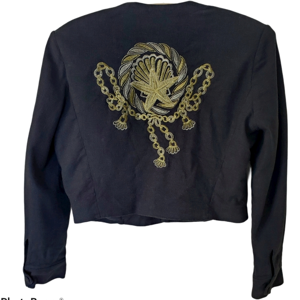 Vintage Nautical embroidered cropped blazer